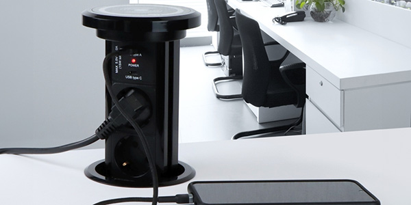 LIFT BOX Automatiskt infällt USB A+C-uttag och induktiv laddare